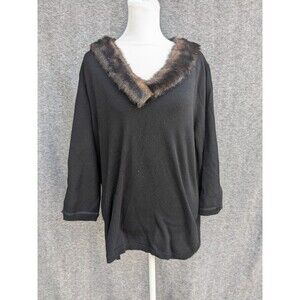 Lane Bryant Angora Wool Sweater With Fur Trim Women 14/16